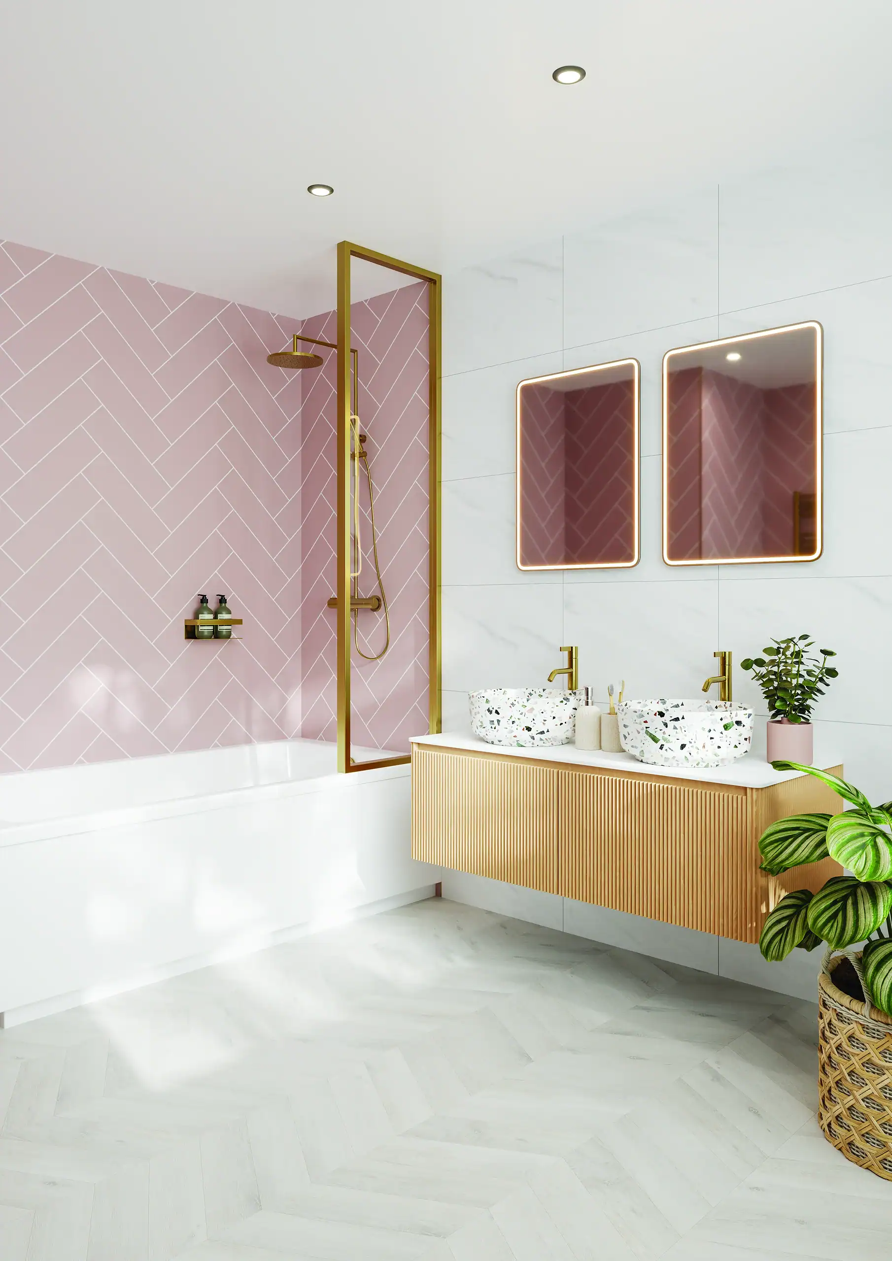 Antique Rose Herringbone