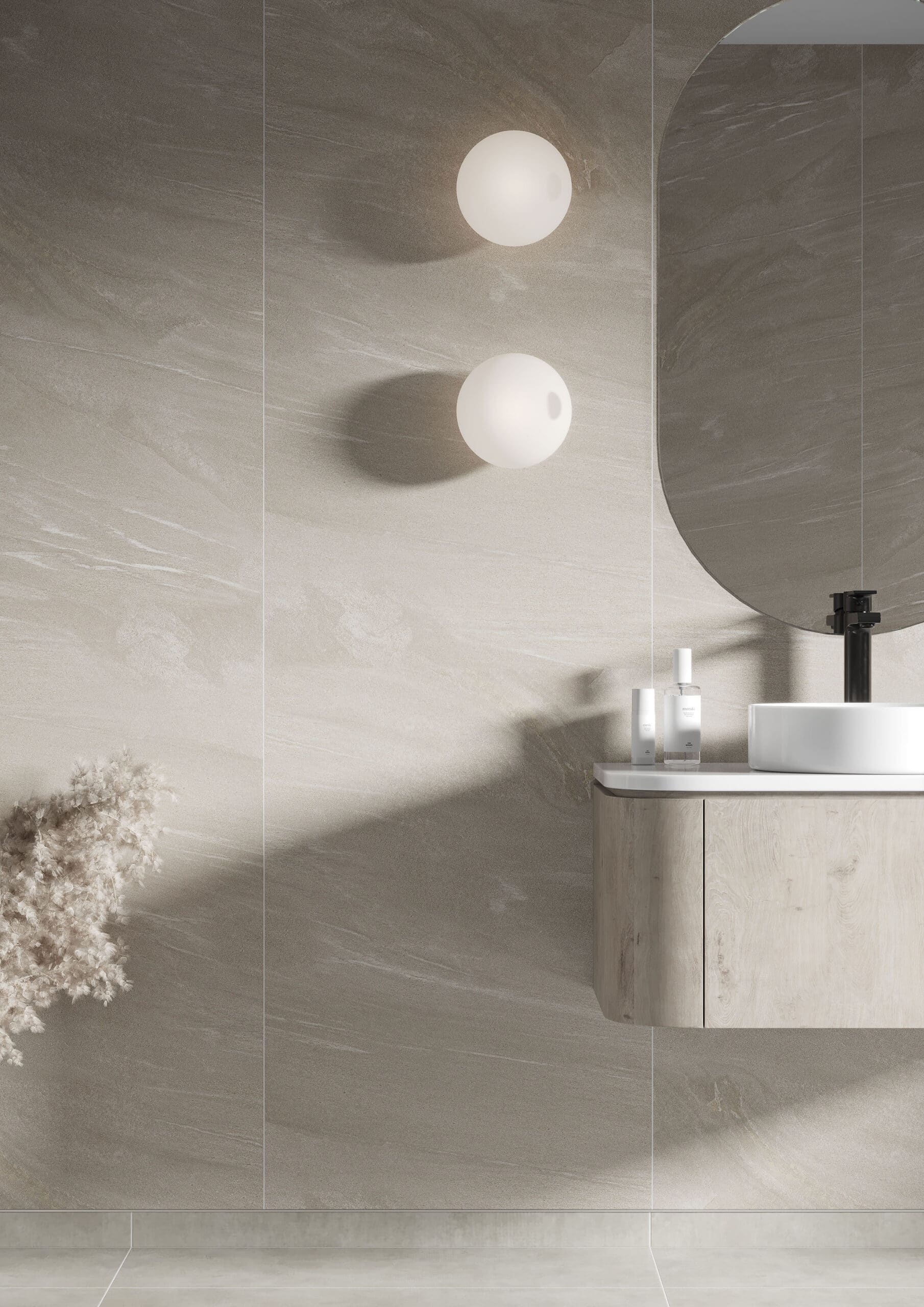 Bad mit Fibo Beige Stone Wandpaneelen