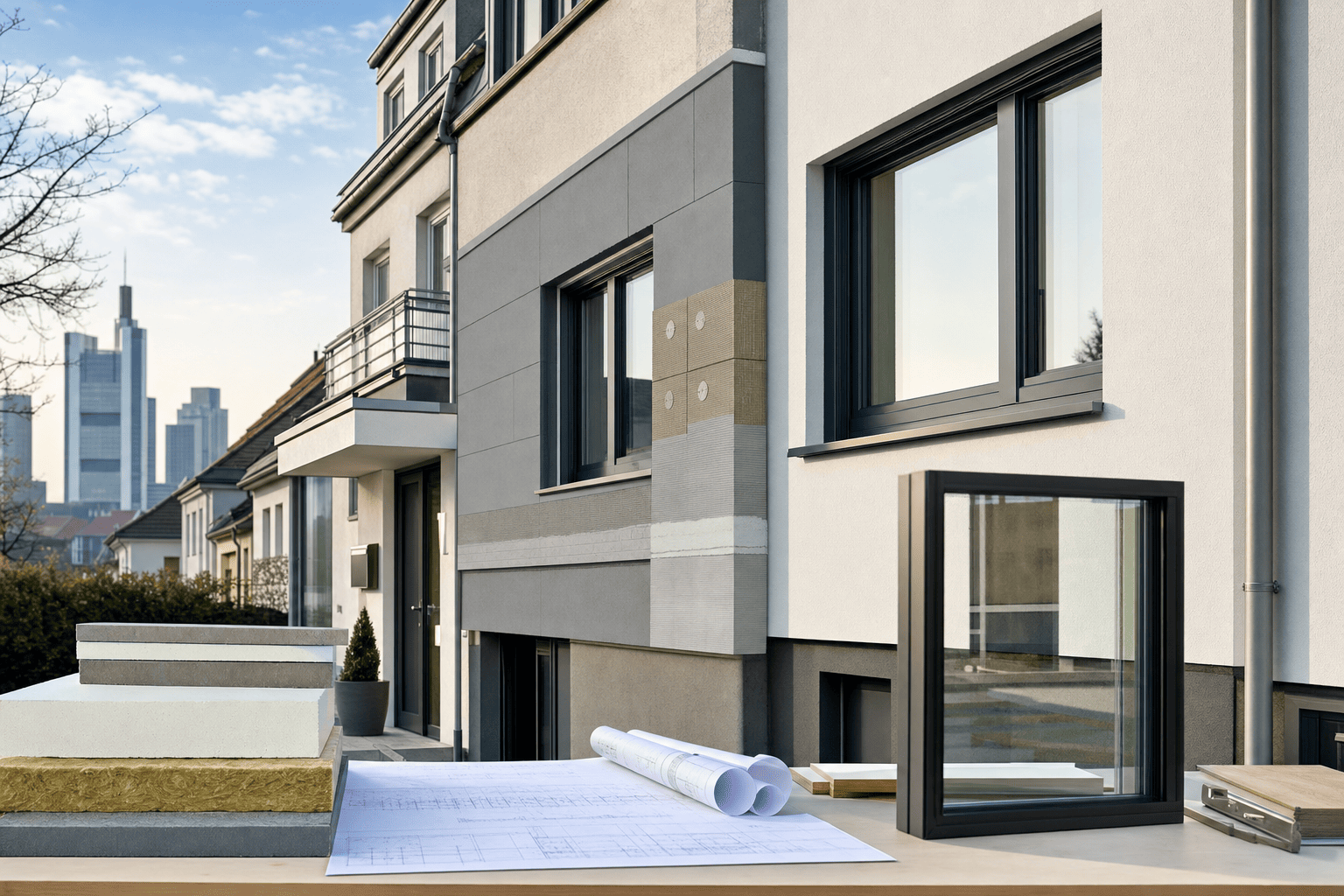 Energetische Sanierung an einem gepflegten Wohngebäude in Frankfurt