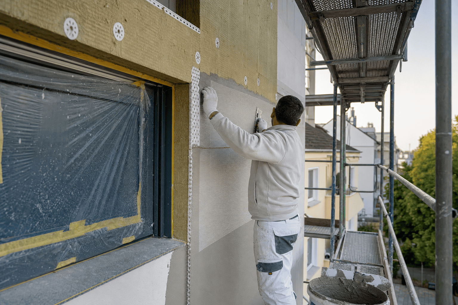 Fachgerechter Aufbau eines WDVS an einer Fensterlaibung mit sauberer Armierung